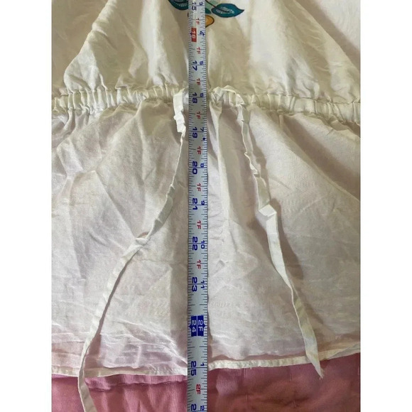 Embroidered Floral Peasant Blouse Top NICOLE Miller Sz Large White Silk/Cotton - Picture 11 of 16